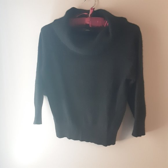Vintage Valerie Stevens Black Cashmere Sweater, Cowl Neck 3/4 sleeve Med. - Picture 2 of 14